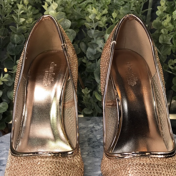 Charlotte Russe Milia Rose Gold Metallic Mesh 4” Heels Women’s 8M 💛Like NEW💛 - Picture 3 of 13